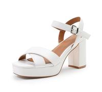 Womens High Block Heels Platform Shoes Buckle Ankle Strap Crossover Breathable Comfort Support Smart Office Wedding Graduation Evening Party Heeled Strappy Wide Fit Lightweight Chunky Heel Sandals