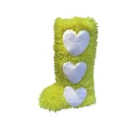 Women's High Boots Heart Shaped Furry Long Boot Plush Lining Thick Velvet Snow Boots Ladies Flat Platform Sole Shoes Faux Fur Booties Winter Warm Lightweight Boot Candy-Colored Booties for Party