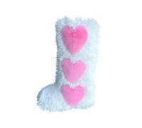 Women's High Boots Heart Shaped Furry Long Boot Plush Lining Thick Velvet Snow Boots Ladies Flat Platform Sole Shoes Faux Fur Booties Winter Warm Lightweight Boot Candy-Colored Booties for Party