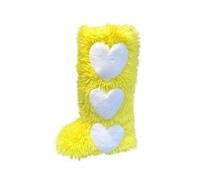 Women's High Boots Heart Shaped Furry Long Boot Plush Lining Thick Velvet Snow Boots Ladies Flat Platform Sole Shoes Faux Fur Booties Winter Warm Lightweight Boot Candy-Colored Booties for Party