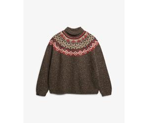 Women's high collar jacquard sweater Superdry Brown S