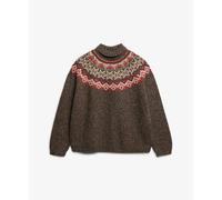 Women's high collar jacquard sweater Superdry Marron M