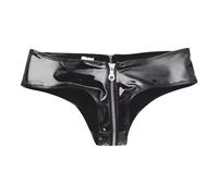 Women's High Gloss PVC Patent Leather Sexy Zipper Open Crotch File Fun Erotic Shorts Convenient for Valentines Sexy and Seductive Enhance The Fun for Women Available in Plus Size Black