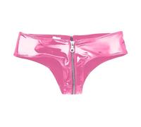 Women's High Gloss PVC Patent Leather Sexy Zipper Open Crotch File Fun Erotic Shorts Convenient for Valentines Sexy and Seductive Enhance The Fun for Women Available in Plus Size Pink