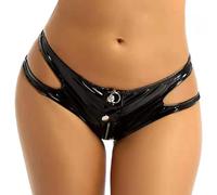 Women's High Gloss PVC Patent Leather Sexy Zipper Open Crotch File Fun Erotic Shorts Convenient for Valentines Sexy and Seductive Enhance The Fun for Women Available in Plus Size