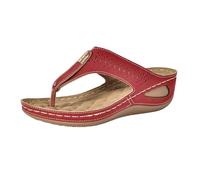 Women's High Heel Flip Flops with Arch Support & Soft Cushion - Hollow Out Wedge Platform Thong Sandals for Walking, Beach, Summer | Lightweight Slip On Casual Orthopedic Comfort Red