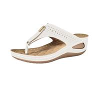 Women's High Heel Flip Flops with Arch Support & Soft Cushion - Hollow Out Wedge Platform Thong Sandals for Walking, Beach, Summer | Lightweight Slip On Casual Orthopedic Comfort White