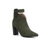 Women's High Heel Pumps 8.5cm Chunky Heel Pointed Toe Suede Upper with Ankle Strap Ladies Sexy High Heeled Shoes(Grün,6)