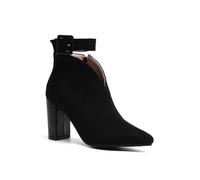 Women's High Heel Pumps 8.5cm Chunky Heel Pointed Toe Suede Upper with Ankle Strap Ladies Sexy High Heeled Shoes(Black,3)