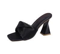 Women's High Heel Sandals & Slides Plus Size Open Toe Irregular Thick Heels Sandals Casual Beach Comfortable Shoes Summer Outdoor Non Slip Block Heel Sliders Arch Support Slip On Shoes Ladies 3.5-7.5
