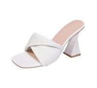 Women's High Heel Sandals & Slides Plus Size Open Toe Irregular Thick Heels Sandals Casual Beach Comfortable Shoes Summer Outdoor Non Slip Block Heel Sliders Arch Support Slip On Shoes Ladies 3.5-7.5