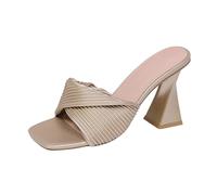 Women's High Heel Sandals & Slides Plus Size Open Toe Irregular Thick Heels Sandals Casual Beach Comfortable Shoes Summer Outdoor Non Slip Block Heel Sliders Arch Support Slip On Shoes Ladies 3.5-7.5