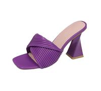 Women's High Heel Sandals & Slides Plus Size Open Toe Irregular Thick Heels Sandals Casual Beach Comfortable Shoes Summer Outdoor Non Slip Block Heel Sliders Arch Support Slip On Shoes Ladies 3.5-7.5