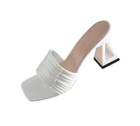 Women's High Heel Sandals & Slides Plus Size Open Toe Irregular Thick Heels Sandals Summer Arch Support Block Heel Sliders Outdoor Casual Beach Comfortable Non Slip Shoes Slip On Shoes Ladies 3.5-7.5