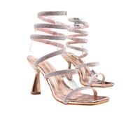 Women's High Heel Sandals with Spiral Straps - Stiletto Heels for Wide Feet, for Dating, Bride Events, Ball & Formal Occasions,Gold,6 UK