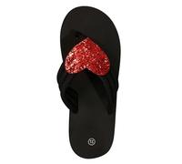 Women's High Heel Thick Sole Slippers Female Beach Non-Slip Love Flops Ladies Students Flops Shoes, red, 9 UK