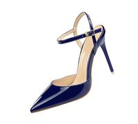 Women's High-Heeled Shoes - Women's Sandals with Heel and Ankle Laces, Elegant Satin Sandals, Sharp Toe Sandals with Buckle Ankle Straps for Ceremony Holidays and Evening, blue, 7 UK