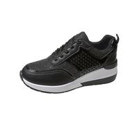 Women's High Heeled Wedge Sneakers Fashion Hidden Casual Comfort Breathable Walking Platform Shoes Womens Sneaker (Black, 6.5)