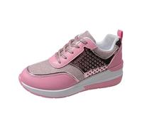 Women's High Heeled Wedge Sneakers Fashion Hidden Casual Comfort Breathable Walking Platform Shoes Womens Sneaker (Hot Pink, 4.5)