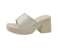 Women's High Heels Black with Platform: Mules with Heel Wedge Sandals Wedge Peep Toe High Heel Casual Summer Shoes Elegant Beach Sandals Wedge Heel High Shoes Faux Leather Heel Shoes, beige, 7 UK