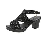 Women's High Heels Block Heel Sandals Women's Rhinestone Glitter Platform Pumps Summer Heel Platform Wedge Sandals Casual Heel Shoes Non-Slip Summer Shoes Ankle Strap Sandals Vintage Women's Shoes