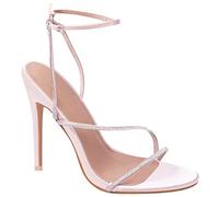 Womens High Heels Diamante Strappy Open Toe Heel Ladies Ankle Strap Sexy Party Evening Occasion Dressy Heeled Shoes Peep Toe Comfort Sandals