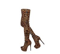 Women's High Heels. Leopard Print Stiletto Heels Over The Knee High Boots. Thigh High Boots for Women. for Stripper Cross-Dressing Show,Leopard Print,5 UK