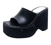 Women's High Heels Platform Slippers Dress Pumps Open Toe Summer Shoes Slip On Wedge Sandals