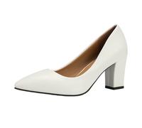 Women's High Heels Pointed Toe Solid Color Thick Heel Elegant Banquet Shoes Comfortable Slip on Dress Shoes for Work Leisure Daily Life Party Size 6 White