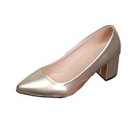 Women's High Heels Summer Sandals Comfortable Elegant High Heels with Shiny Finish Block Heel for Parties, Weddings, Formal Evenings, Comfortable Stiletto Shoes, gold, 8 UK