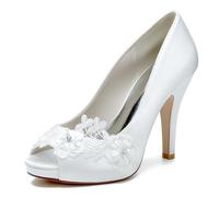 Women's High Heels, Wedding Heel Shoes, Platform Slip-On Evening Prom Sandals, Applique Design, Bridal Shoes,B,36