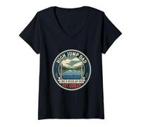 Women's High Jump Dad Athlete Track Field Jumper Father's Day V-Neck T-Shirt