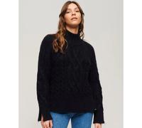 Women's high-neck cable-knit sweater Superdry Bleu XS