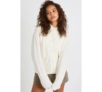 Womens High Neck Knit Cardigan - White - S, White