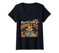 Women's High On The Hog s Humble Pie Saying V-Neck T-Shirt