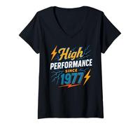 Womens High Performance Since 1977 - Full of power Vintage 1977 V-Neck T-Shirt