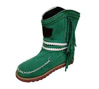 Women's High Platform Boots, Fashionable Cowboy Boots for Women, Winter Boots with Heel, Robust Profile for Stylish Outfits, Green, 8 UK