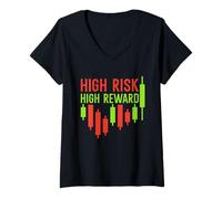 Women's High Risk High Reward - Trading Motivation Chart Trader V-Neck T-Shirt