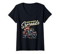 Women's High-Speed Serenade - Guitar Cowboy Motorcycle Music V-Neck T-Shirt