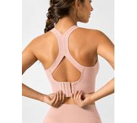 Women's High Support Sports Bras Adjustable Straps Cross Back Padded Full Coverage Bra Workout High Impact Gym Activewear, Pink, Large