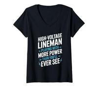Womens High Voltage Lineman Playing With More Power Than You’ll See V-Neck T-Shirt