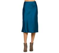 Women's High Waist A-Line Elastic Satin Midi Skirt, Made in USA, Plus Size, Teal, M