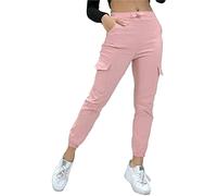 Women's High Waist Casual Relaxed Cargo Combat Sweatpants - Black Stone Blue Grey Khaki Nude Rust - S/M - L/XL (as8, Alpha, s, m, Regular, Regular, Nude, Relaxed)