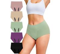 Women's High Waist Incontinence Underwear, Washable Reusable Leakproof Period Briefs for Bladder Leak, 5 Pack (Multicolor01, XXL)