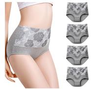 Women's High Waist Knickers Ladies Cotton Briefs Underwear Full Coverage Soft Breathable Panties Full Coverage Floral Print Knickers (UK, Alpha, 3XL, Regular, Regular, 4pcF)