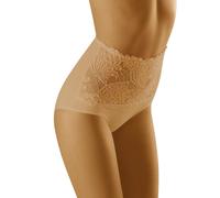 Women's High Waist Lace Shapewear Briefs, Tummy Control Knickers, Beige, Size L
