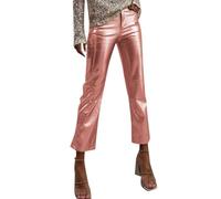 Women's High Waist Leather Trousers Shiny Wetlook Metallic Cargo Trousers Stage Performance Party Trousers Night Club Disco Clubwear Hologram Hip Hop Dance Trousers Patent Leather Jogger Casual Street