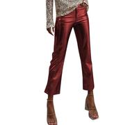 Women's High Waist Leather Trousers Shiny Wetlook Metallic Cargo Trousers Stage Performance Party Trousers Night Club Disco Clubwear Hologram Hip Hop Dance Trousers Patent Leather Jogger Casual Street