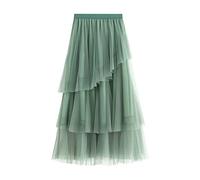 Womens High Waist Mesh Maxi Skirt Tulle Layered Tiered A Line Midi Skirt Tutu Skirt Irregural Cake Long Skirt Dance Weddding Skirt Going Out Ballet Prom Clearance One Size Skirt Green