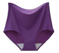 Women's High Waist Nylon Silk Underwear Women's Seamless Cotton Crotch Belly Summer Ultra Thin Breathable Underwear Full Briefs Women Multipack (Purple, XXL)